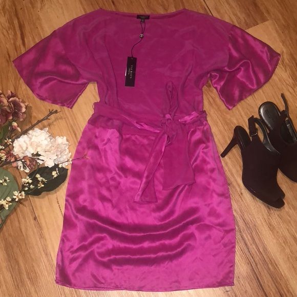 Talbots pink silk kimono dress - Picture 2 of 8